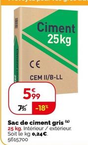 Sac De Ciment Gris offre à 5,99€ sur Weldom