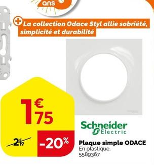 Schneider - Plaque Simple Odace  offre à 1,75€ sur Weldom