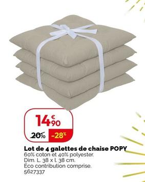 Popy - Lot De 4 Galettes De Chaise  offre à 14,9€ sur Weldom