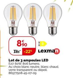 Lexman - Lot De 3 Ampoules Led 