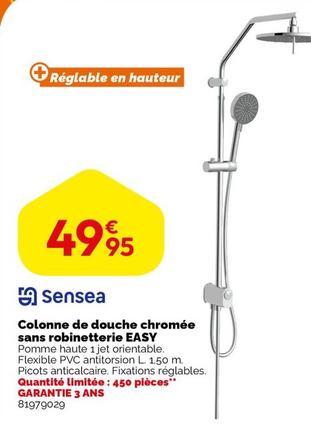 Sensea - Colonne De Douche Chromee Sans Robinetterie Easy offre à 49,95€ sur Weldom