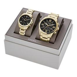 Coffret cadeau montre chronographe en acier inoxydable, dorée, pour Elle et Lui offre à 159€ sur Fossil