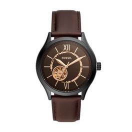 Montre Fenmore automatique en cuir, brune