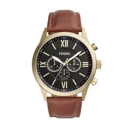 Montre Flynn chronographe en cuir brun offre à 111€ sur Fossil