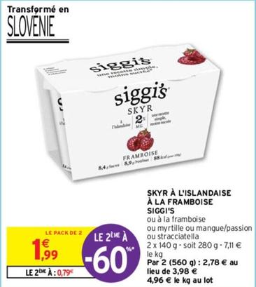 Siggi'S - Skyr À L'Islandaise À La Framboise offre à 1,99€ sur Intermarché Contact