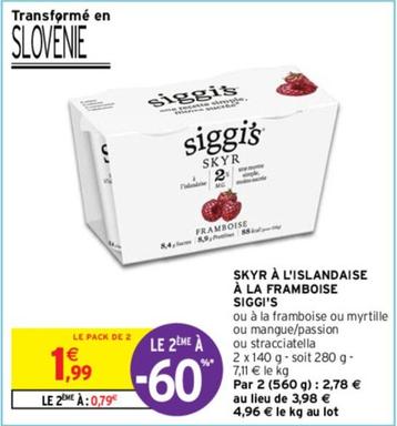 Siggi's - Skyr À L'islandaise À La Framboise offre à 1,99€ sur Intermarché Contact