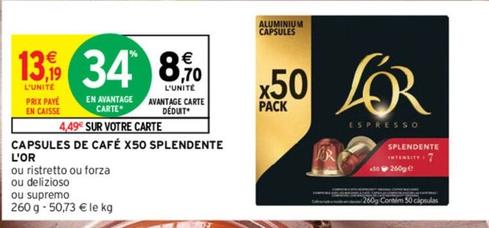 L'or - Capsules De Café X50 Splendente offre à 8,7€ sur Intermarché Contact