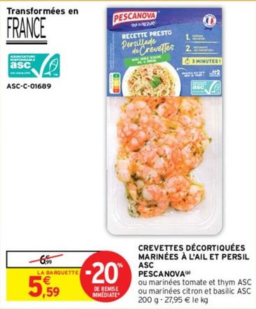 Pescanova - Crevettes Décortiquées Marinées À L'ail Et Persil Asc offre à 5,59€ sur Intermarché Contact
