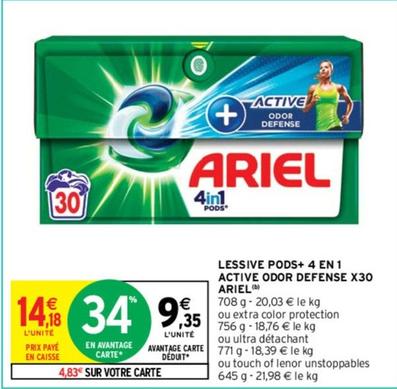 Ariel - Lessive Pods+ 4 En 1 Active Odor Defense X30 offre à 9,35€ sur Intermarché Contact