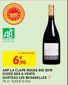 Château Les Bugadelles - Aop La Clape Rouge Bio 2019 Cuvée Des 4 Vents  offre à 6,9€ sur Intermarché Contact
