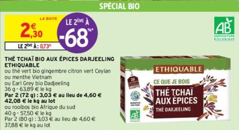 Ethiquable - The Tchaï Aux Épices Darjeeling offre à 2,3€ sur Intermarché Contact