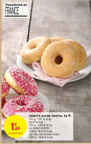 Donuts Sucre Cristal X4 offre à 1,69€ sur Intermarché Contact