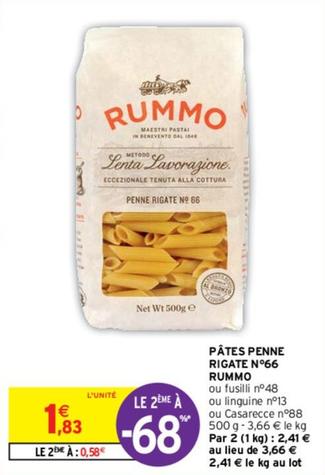 Rummo - Pâtes Penne Rigate N°66 offre à 1,83€ sur Intermarché Contact