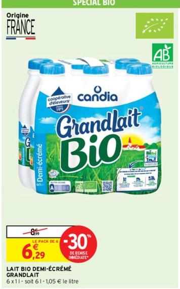 Candia - Lait Bio Demi-Ecrémé GrandLait offre à 6,29€ sur Intermarché Express