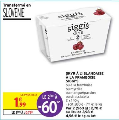 Siggi's - Skyr A L'islandaise A La Framboise  offre à 1,99€ sur Intermarché Express