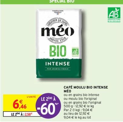 Meo - Café Moulu Bio Intense  offre à 6,46€ sur Intermarché Express