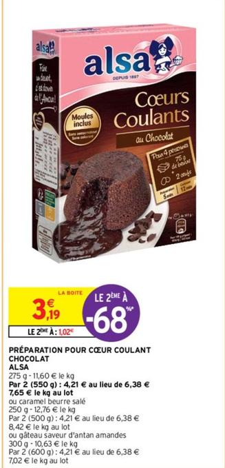 Alsa - Preparation Pour Coeur Coulant Chocolat  offre à 3,19€ sur Intermarché Express