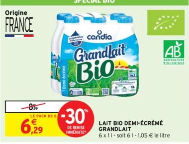 Grandlait - Lait Bio Demi Écrémé offre à 6,29€ sur Intermarché Express