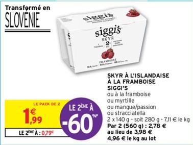 Siggi'S - Skyr À L'Islandaise À La Framboise offre à 1,99€ sur Intermarché Express