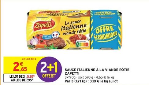 Zapetti - Sauce Italienne A La Viande Rotie  offre à 2,65€ sur Intermarché Express