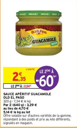 Sauce Apéritif Guacamole Old El Paso offre à 2,35€ sur Intermarché Express