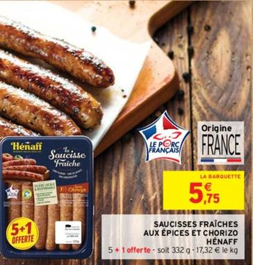 Hénaff - Saucisses Fraîches Aux Épices Et Chorizo offre à 5,75€ sur Intermarché Hyper
