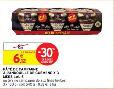 Mère Lalie - Pâté De Campagne À L'Andouille De Guémené X 3 offre à 6,12€ sur Intermarché Hyper
