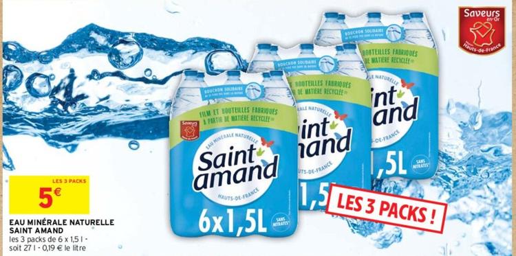 Saint Amand - Eau Minerale Naturelle offre à 5€ sur Intermarché Hyper
