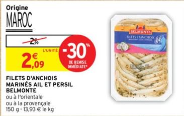 Belmonte - Filets D'anchois Marinés Ail Et Persil offre à 2,09€ sur Intermarché Hyper