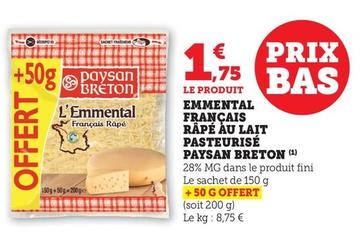 Paysan Breton - Emmental Français Rapé Àu Lait Pasteurisé Prix Bas