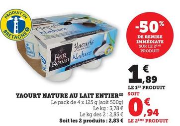 Yaourt Nature Au Lait Entier