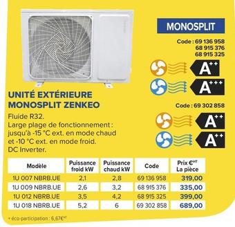 Atlantic - Unité Extérieure Monosplit Zenkeo offre à 319€ sur Prolians