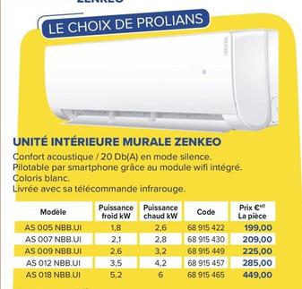 Atlantic - Unité Intérieure Murale Zenkeo offre à 199€ sur Prolians