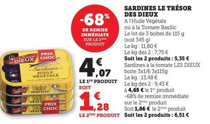 Le Trésor Des Dieux - Sardines  offre à 4,07€ sur Super U