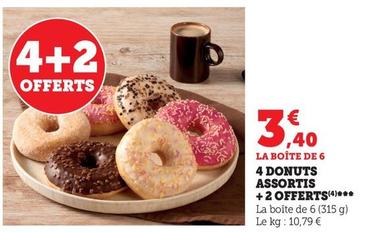 4 Donuts Assortis +2 Offerts offre à 3,4€ sur Super U