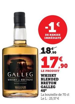Galleg - Whisky Blended Breton  offre à 17,9€ sur Super U