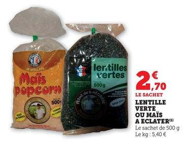 Lentille Verte Ou Maïs A Eclater offre à 2,7€ sur U Express