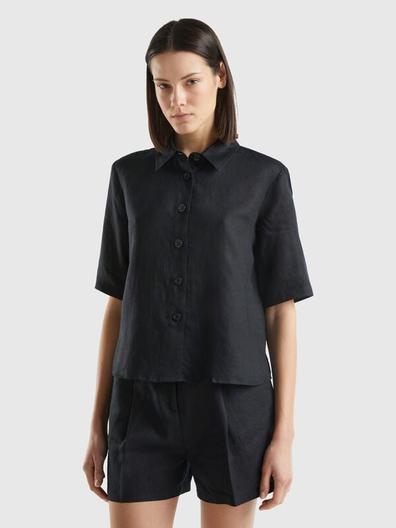 Chemise courte en pur lin