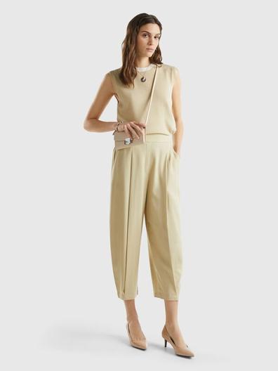 Pantalon cropped plissé