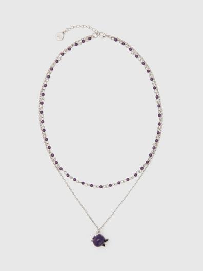 collier double à pendentif myrtille violet
