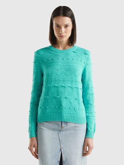 Pull travaillé vert jade