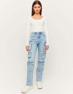 jean cargo multipoches taille mi-haute