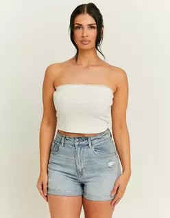 Top Bandeau Blanc avec Ourlet en Dentelle offre à 9,99€ sur Tally Weijl