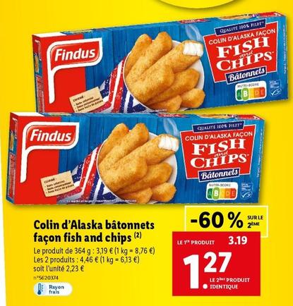 findus - colin d'alaska bâtonnets façon fish and chips