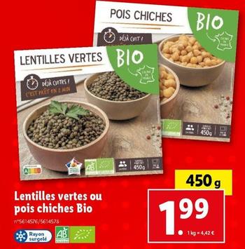 lentilles vertes ou pois chiches bio 