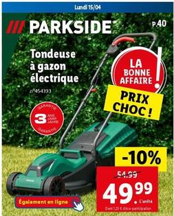 parkside - tondeuse à gazon électrique