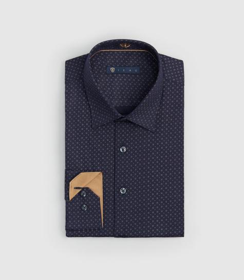 chemise imprimée micro motif marine "serrure"