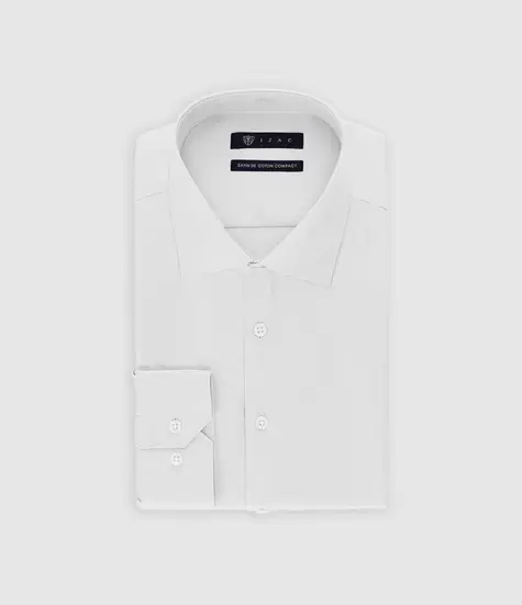 Chemise slim en satin de coton blanc SATINSLIM offre à 48,99€ sur Izac