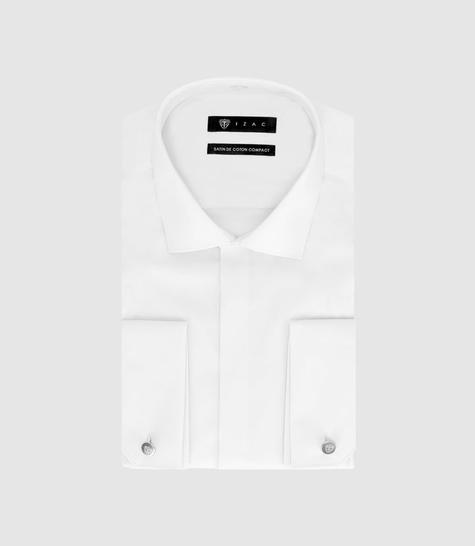 Chemise slim en satin de coton blanc SAMIXSLIM offre à 55,99€ sur Izac