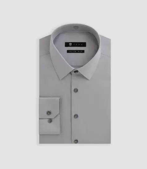 Chemise satin slim gris clair "Satinslim" offre à 30€ sur Izac